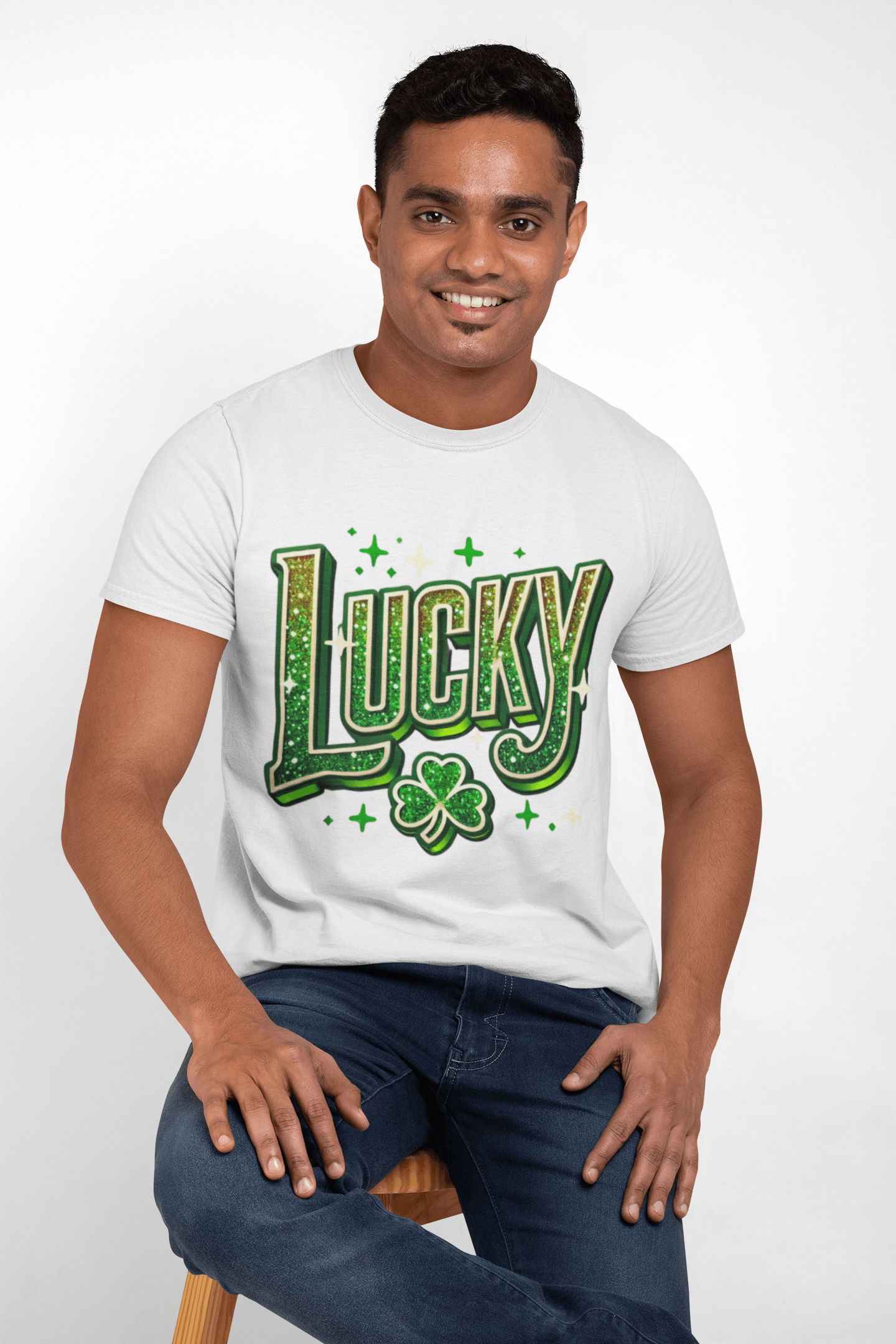 St Patrick's Day Shamrock Lucky Glittery Tee - TRP Custom Co.