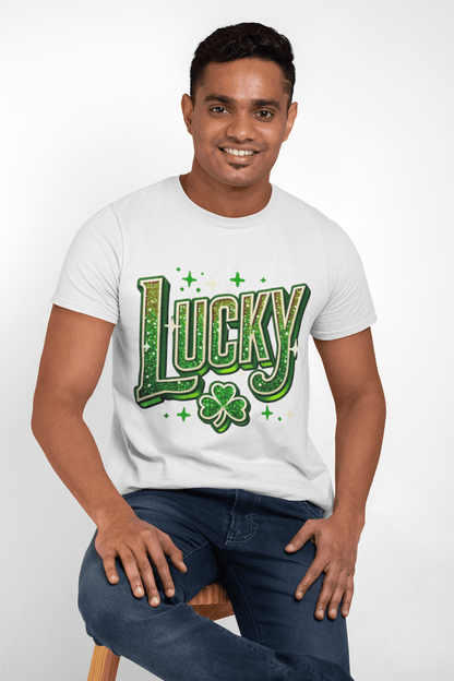 St Patrick's Day Shamrock Lucky Glittery Tee - TRP Custom Co.
