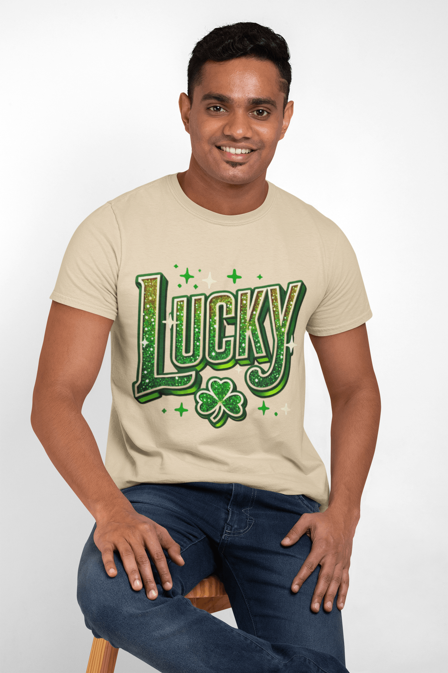 St Patrick's Day Shamrock Lucky Glittery Tee - TRP Custom Co.