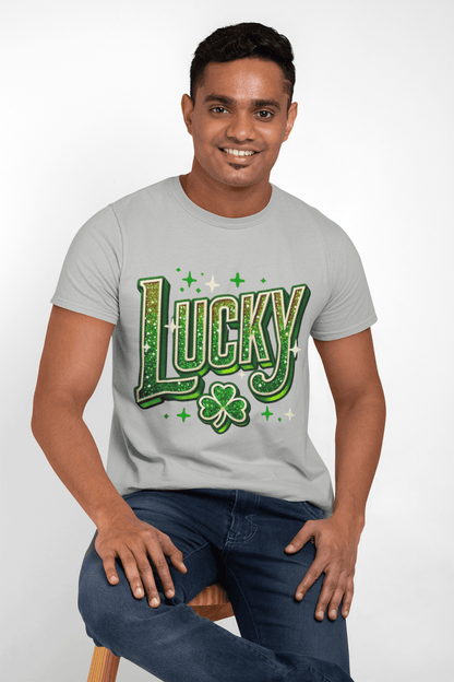 St Patrick's Day Shamrock Lucky Glittery Tee - TRP Custom Co.
