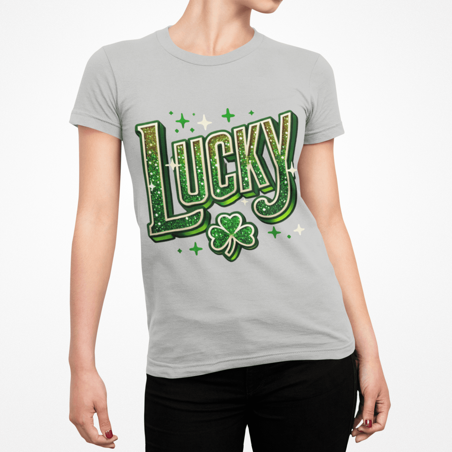 St Patrick's Day Shamrock Lucky Glittery Tee - TRP Custom Co.