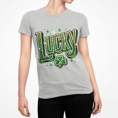 St Patrick's Day Shamrock Lucky Glittery Tee - TRP Custom Co.