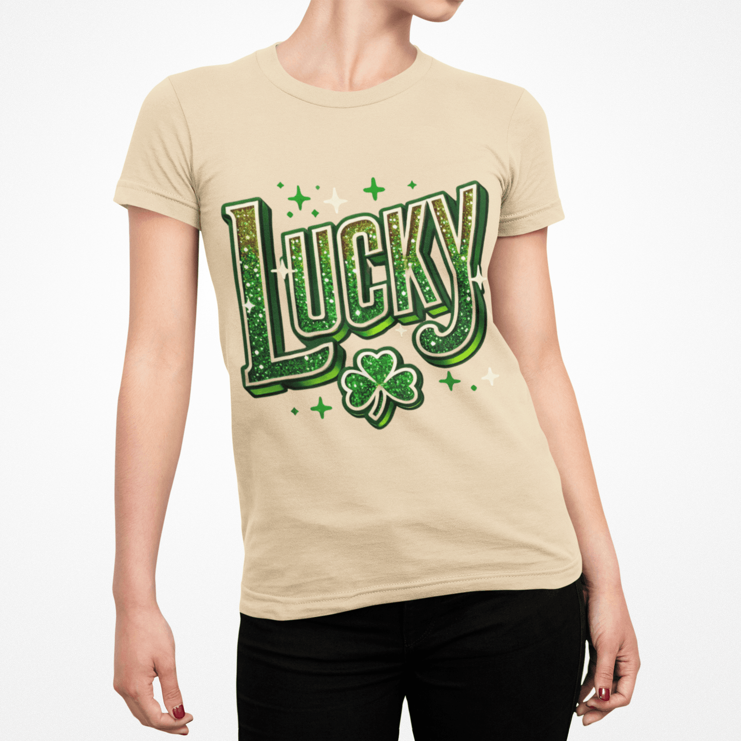 St Patrick's Day Shamrock Lucky Glittery Tee - TRP Custom Co.