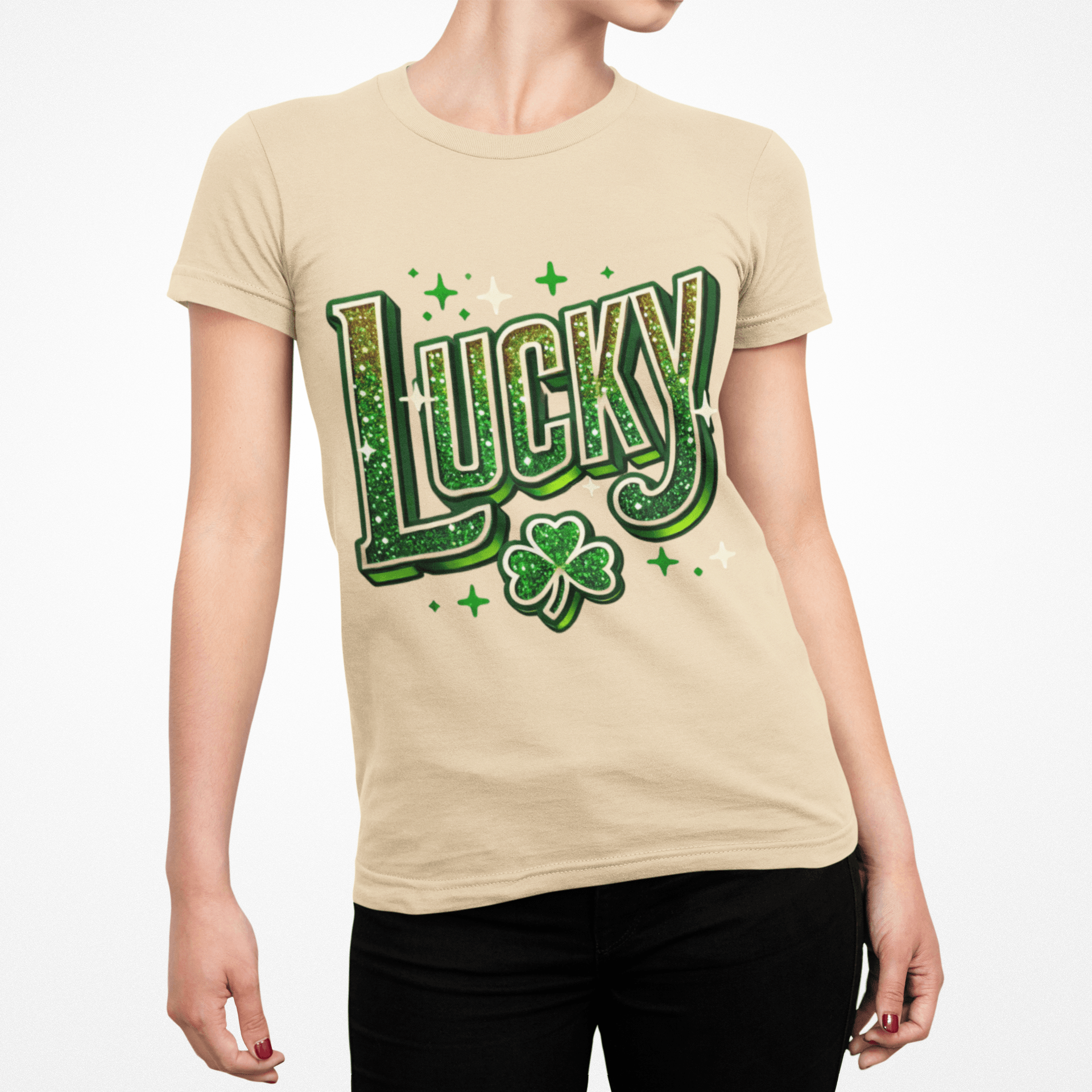 St Patrick's Day Shamrock Lucky Glittery Tee - TRP Custom Co.
