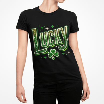 St Patrick's Day Shamrock Lucky Glittery Tee - TRP Custom Co.