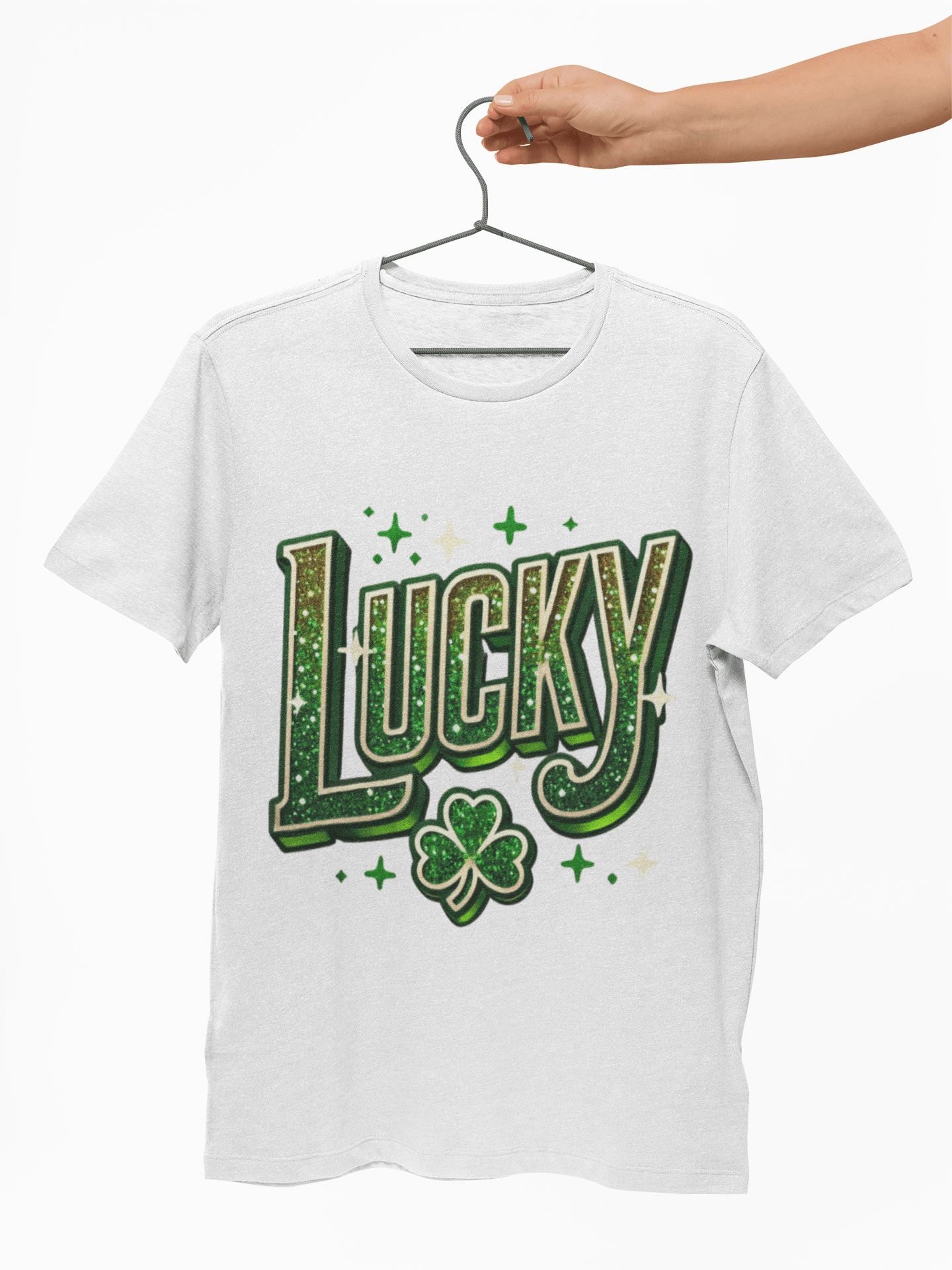 St Patrick's Day Shamrock Lucky Glittery Tee - TRP Custom Co.