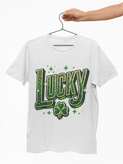 St Patrick's Day Shamrock Lucky Glittery Tee - TRP Custom Co.